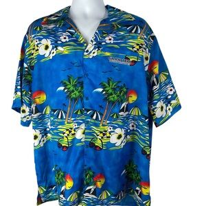 India Boutique Grand Turk British West Indies Blue Tropical Shirt, Size XL - NWT